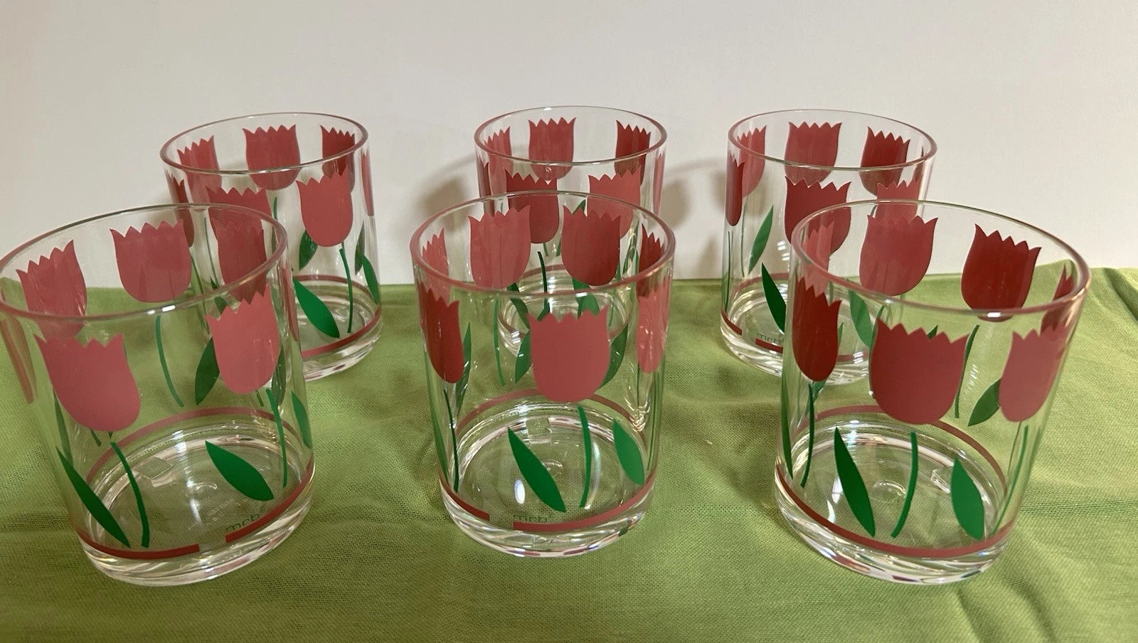Vintage H J Stotter Set Of 6 Acrylic Tumblers Dark Pink Tulips Original Box | eBay