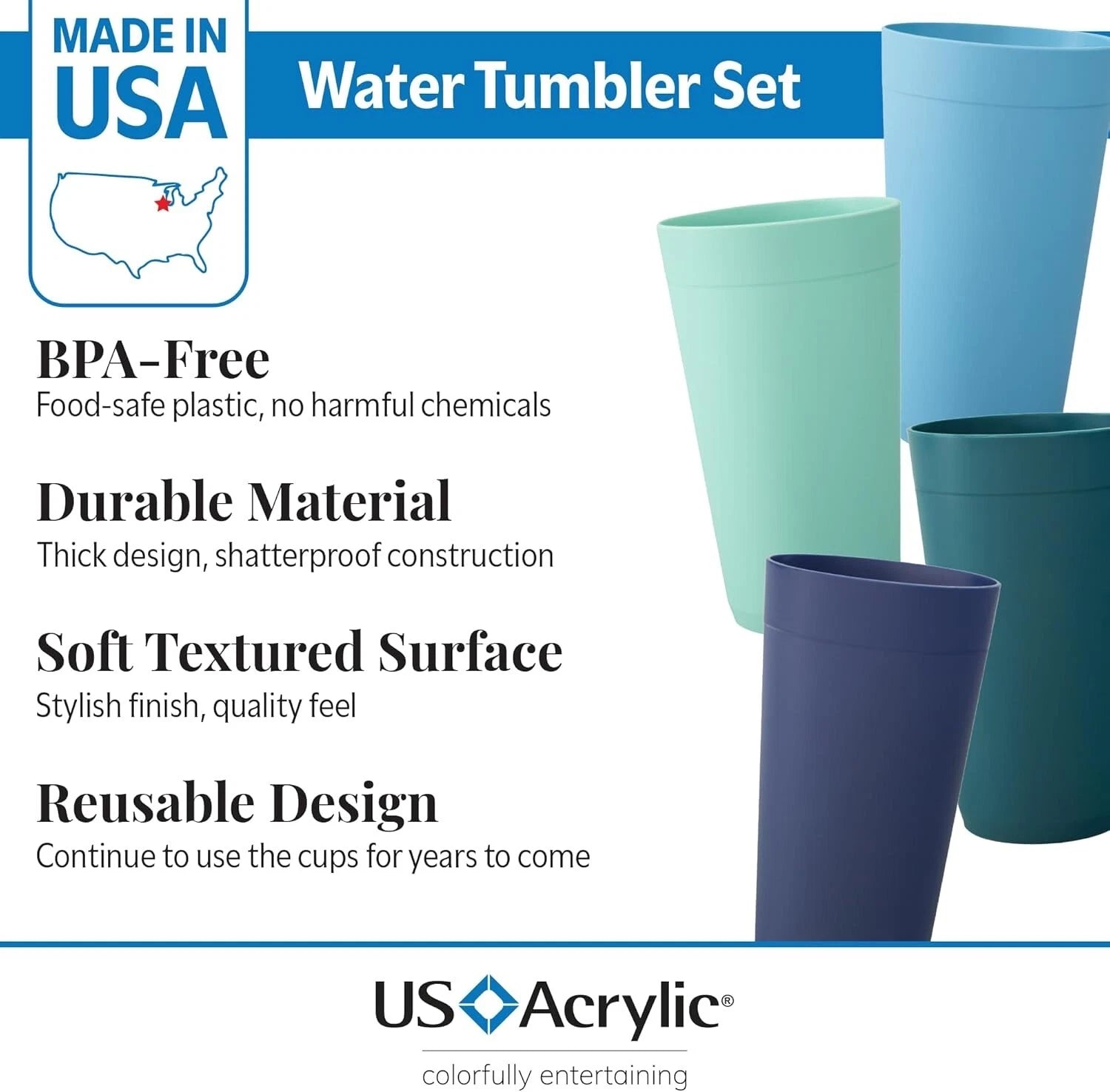 Reusable 20oz Coastal Tumblers - Perfect for Home Entertaining - Pack of 12 | eBay