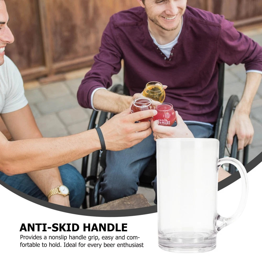 Set of 2 Transparent Beer Mug Water Glass Mugs Drinking Cup Clear | eBay