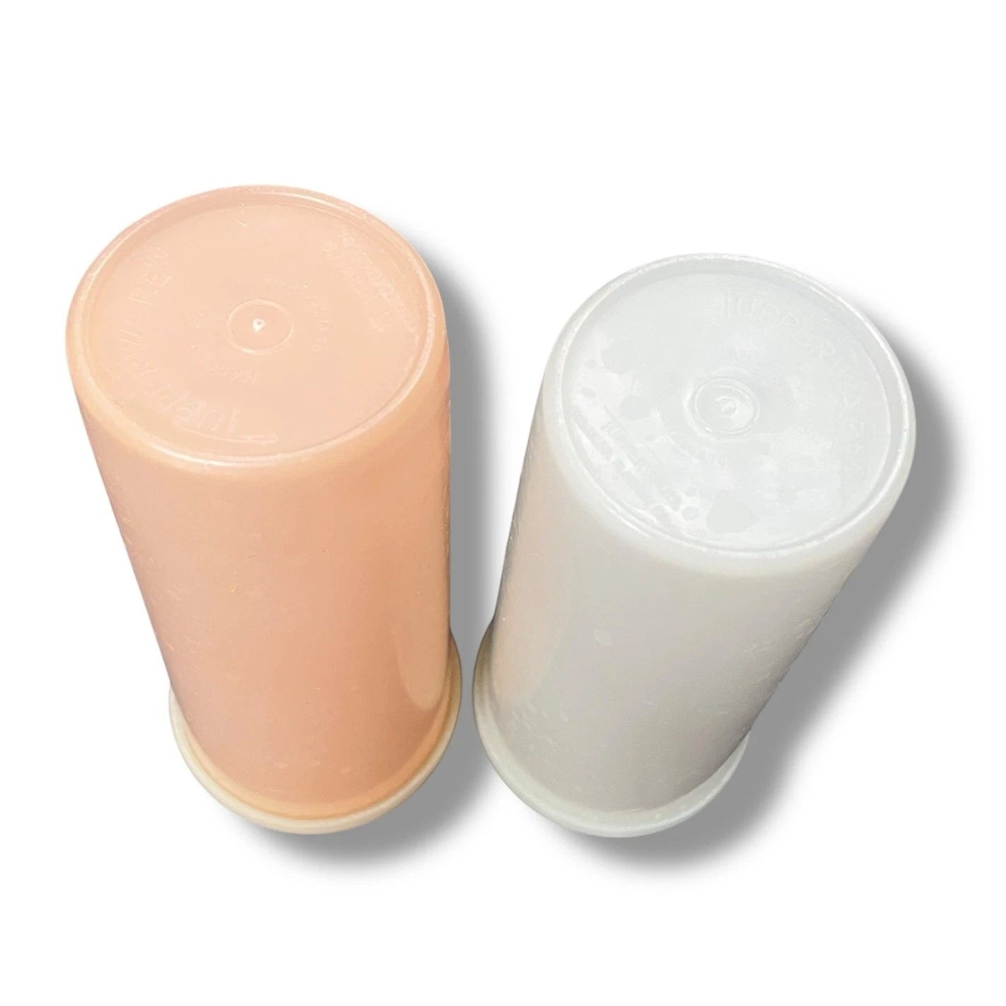 Vintage Tupperware Tumblers Peach White with Lid Seal 115 USA 12 oz VTG Lot of 2 | eBay