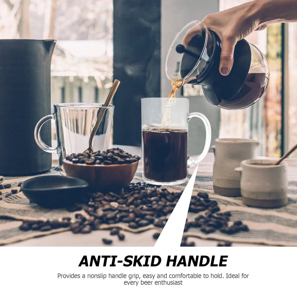 Set of 2 Transparent Beer Mug Water Glass Mugs Drinking Cup Clear | eBay