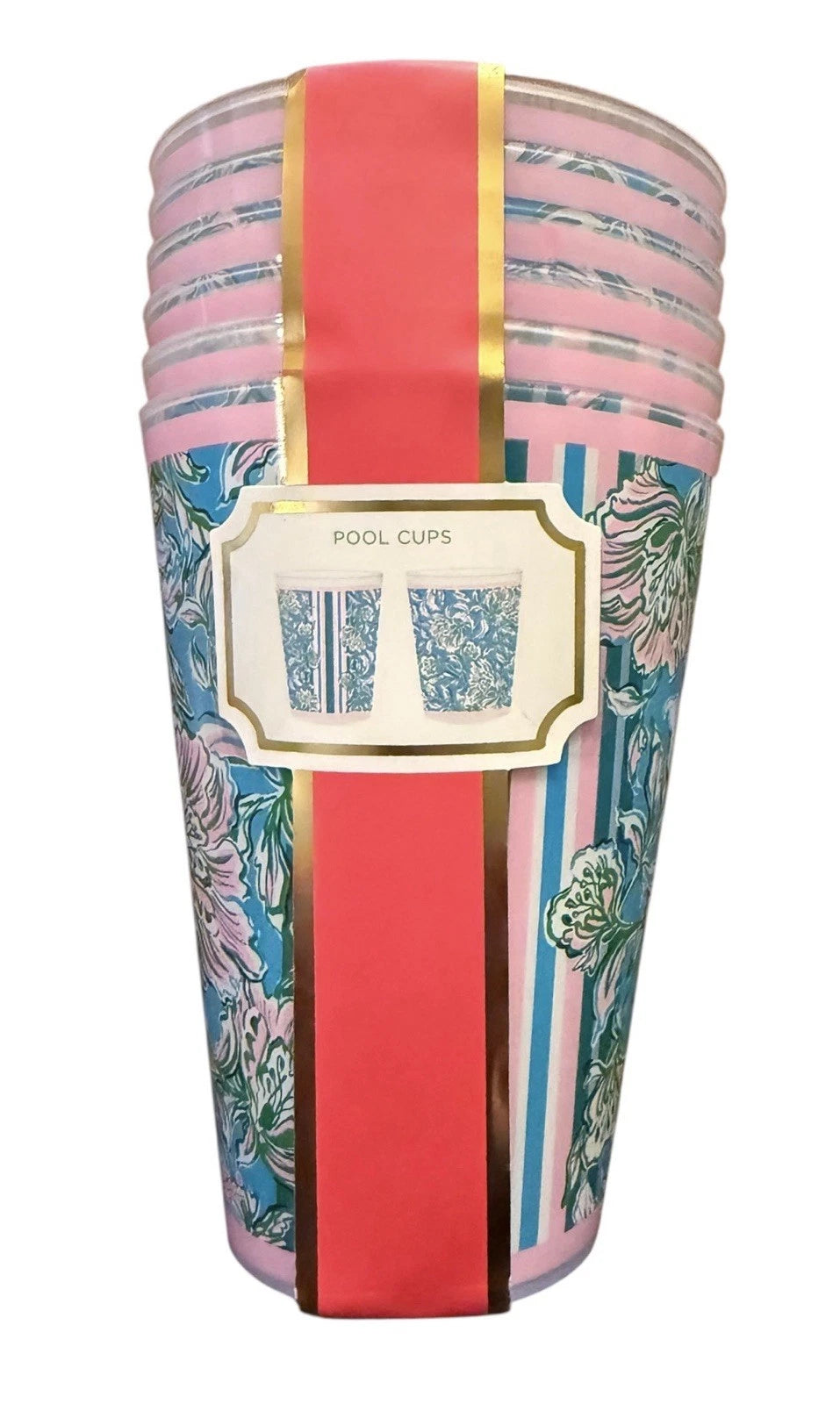 Lilly Pulitzer Pool Cups Set Of 6 Chic Magnet Print New 14 Oz | eBay
