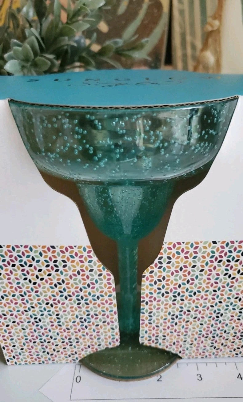 TWO *Sunglow Style* in/outdoor 13oz 385m Margarita glasses Aqua Blue Acrylic NEW | eBay
