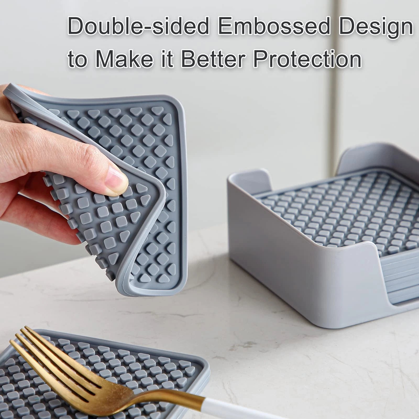 Colinda Silicone Drink Coasters with Holder, Set of 6, for Tabletop Protectio... | eBay