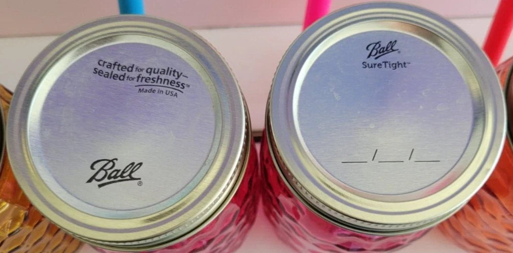 6 GLASS MASON JARS WITH STRAWS AND LIDS AMBER PINK AND ORANGE 5 INCHES 14 OZS | eBay