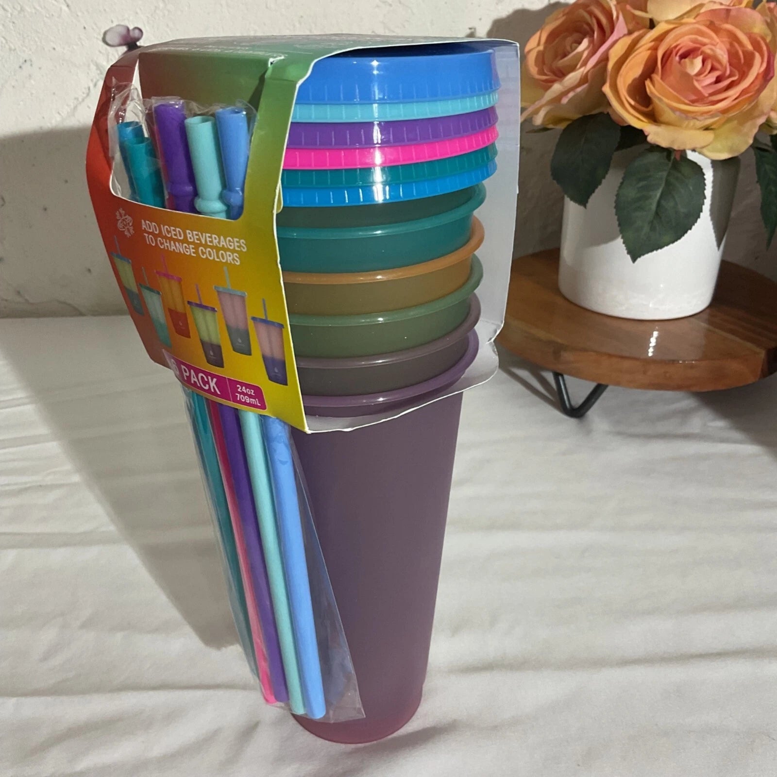 Manna 6-Pack 24oz Color-Changing Reusable Tumblers & Straws Set Eco-Friendly BPA | eBay