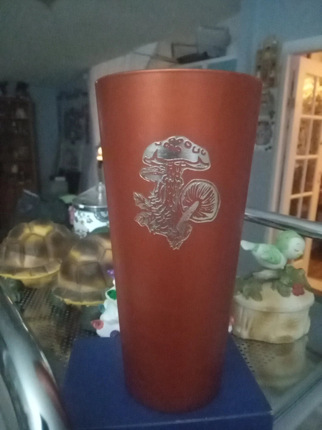 5 Vintage Nasco Copper Plastic Glasses with Retro Gold Mushroom Design 6" Tall B | eBay