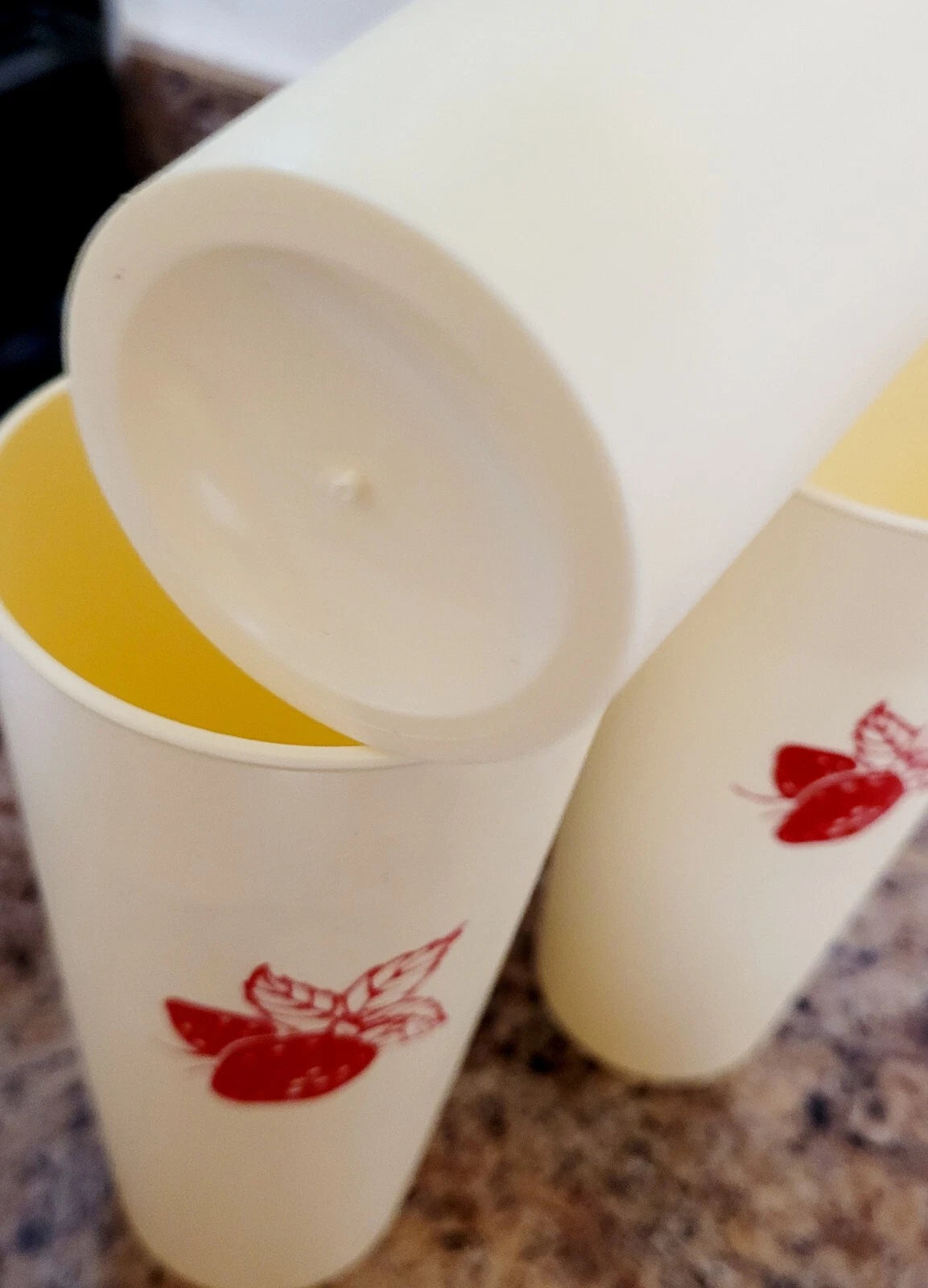 Tupperware Style Vintage Plastic Tumblers Strawberry 70s Retro Stackable Set | eBay