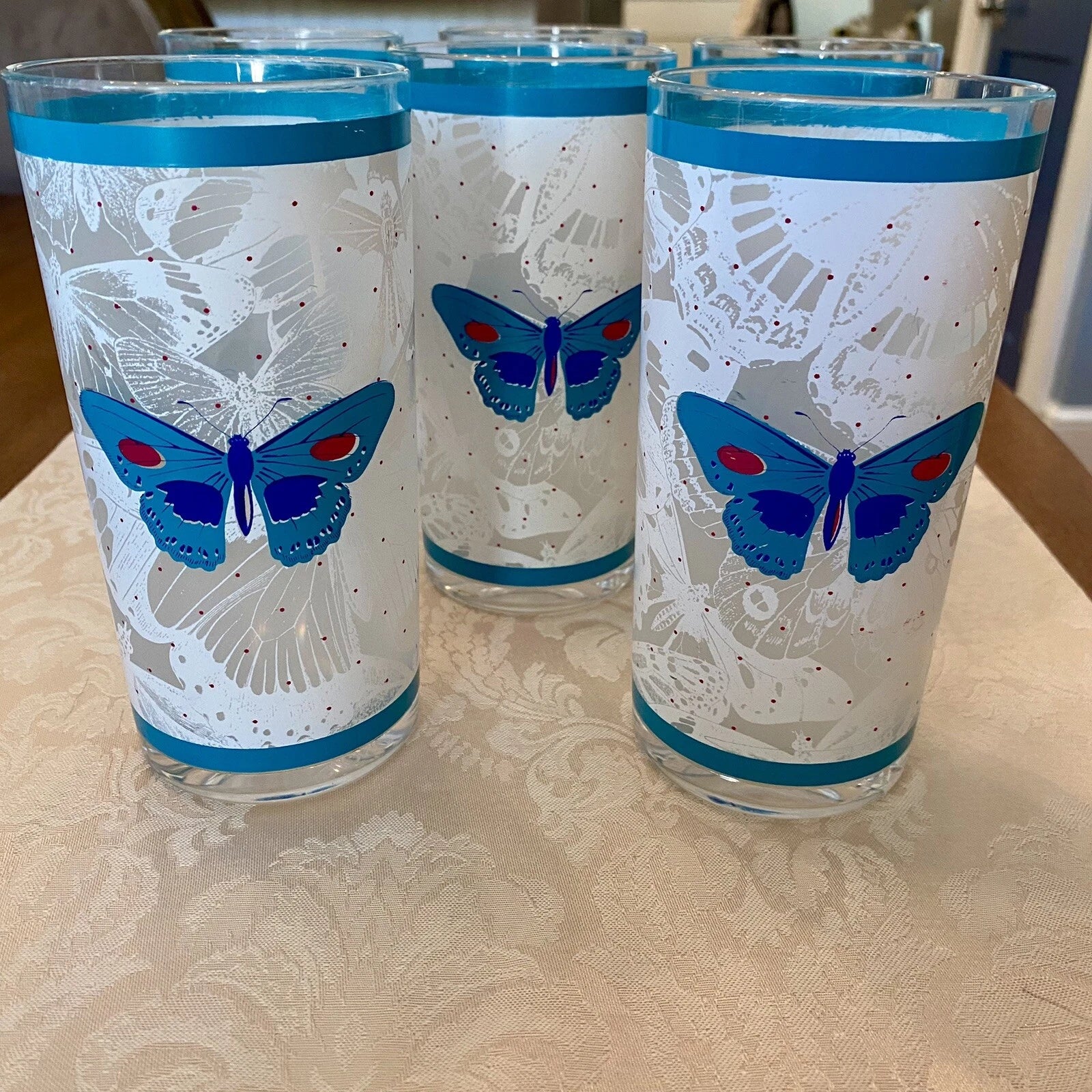 MCM Stotter Company Plastic Tumblers Cups Set of 6 Moth Butterflies Retro 1970s | eBay