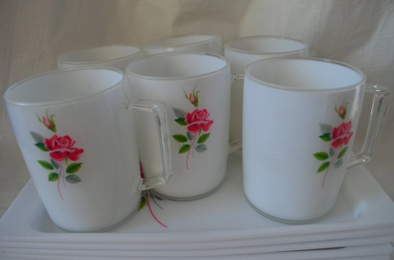 Rose MCM Snack Trays & Cups Plastic Lot of 6 Set MCM Vintage Reusable Grannycore | eBay