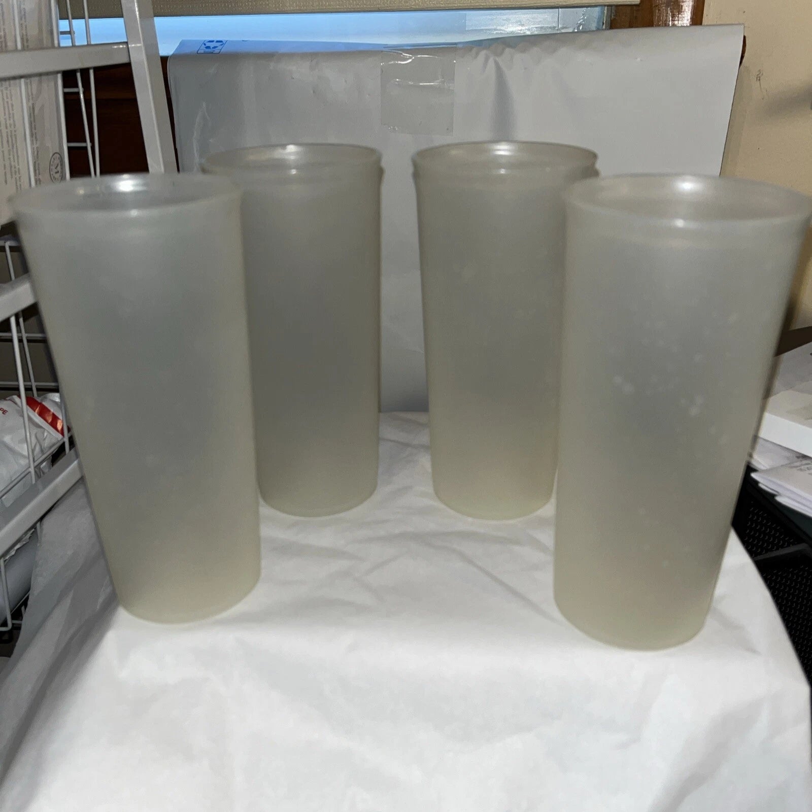 Vintage Tupperware 12 Oz Frosted Clear 6” Tumblers Cups #115 Lot Of 4 | eBay