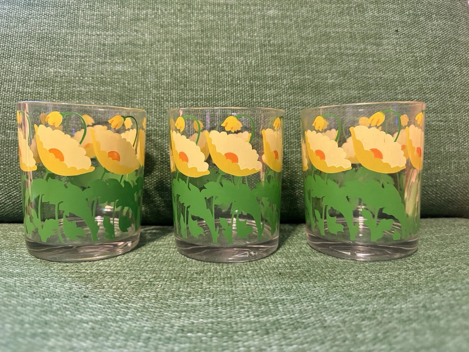 Vtg 1960s Yellow Poppy Tumblers H.J. Stotter USA NY Set 6 Acrylic 14oz Cups 4" | eBay