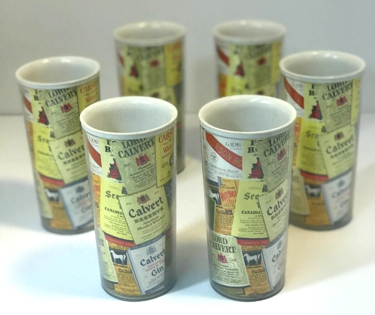 Plastic Drinking Tumblers Whiskey Vodka 70's VTG Novelty Bar Brand Labels Design | eBay