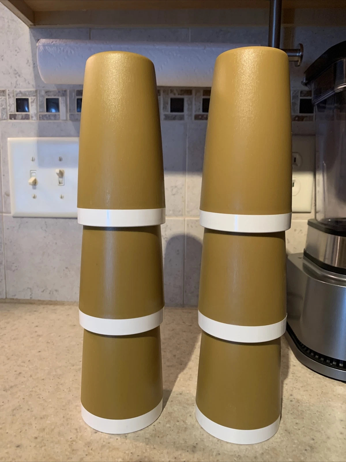 Set of (6) Vintage Olympian Thermo-Serv Plastic Beverage Tumblers Mustard Yellow | eBay