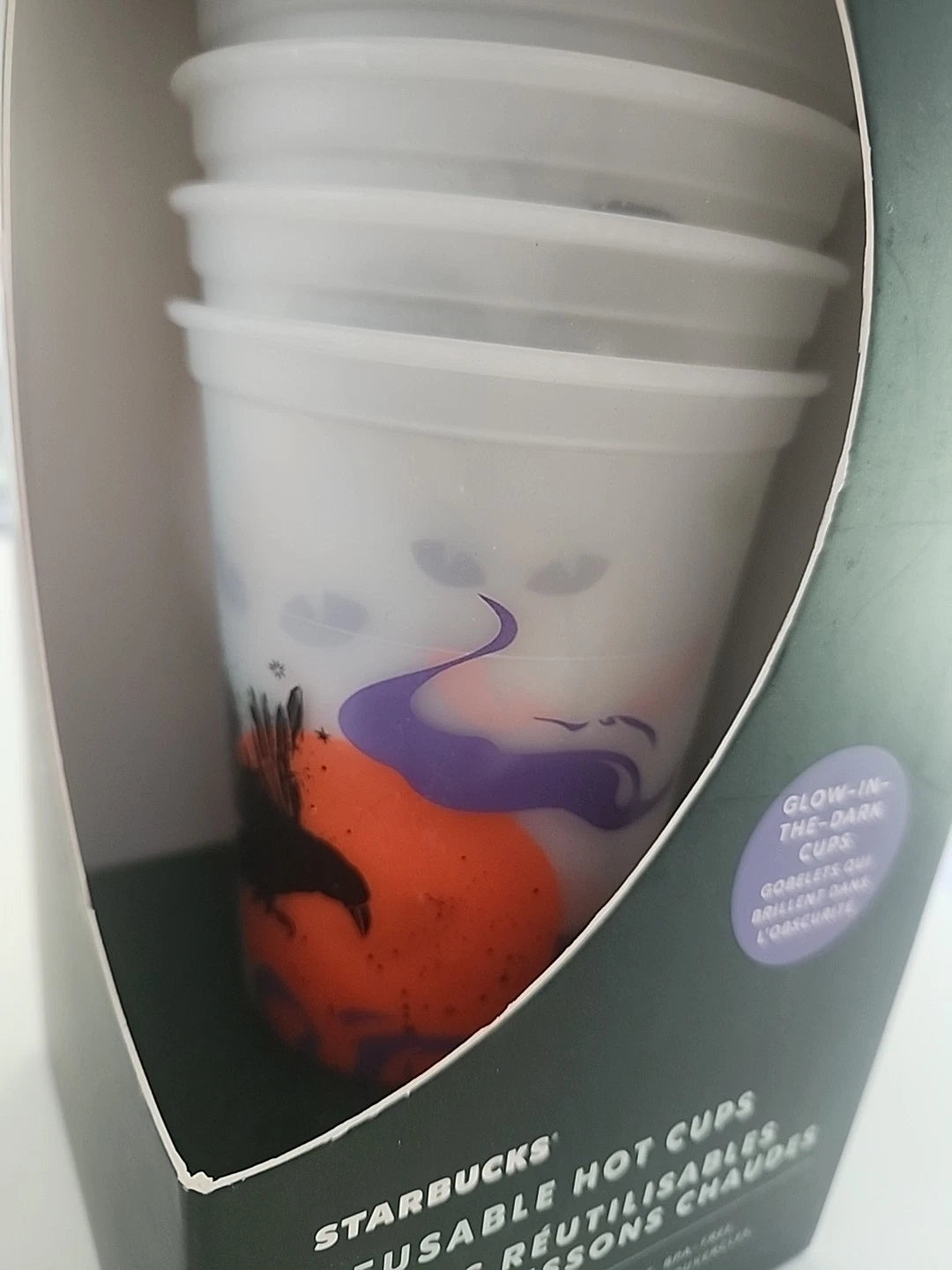 Starbucks Halloween Reusable Hot Cups Glow In The Dark Set Of 5 2022 W/Lids NEW | eBay