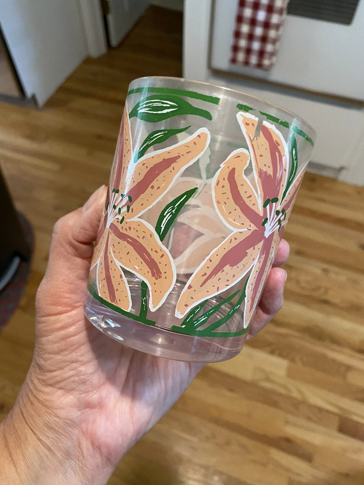 Vintage MRB Pink Tiger Lily Acrylic Tumbler Set of 6 Cups HJ Stotter NY USA | eBay