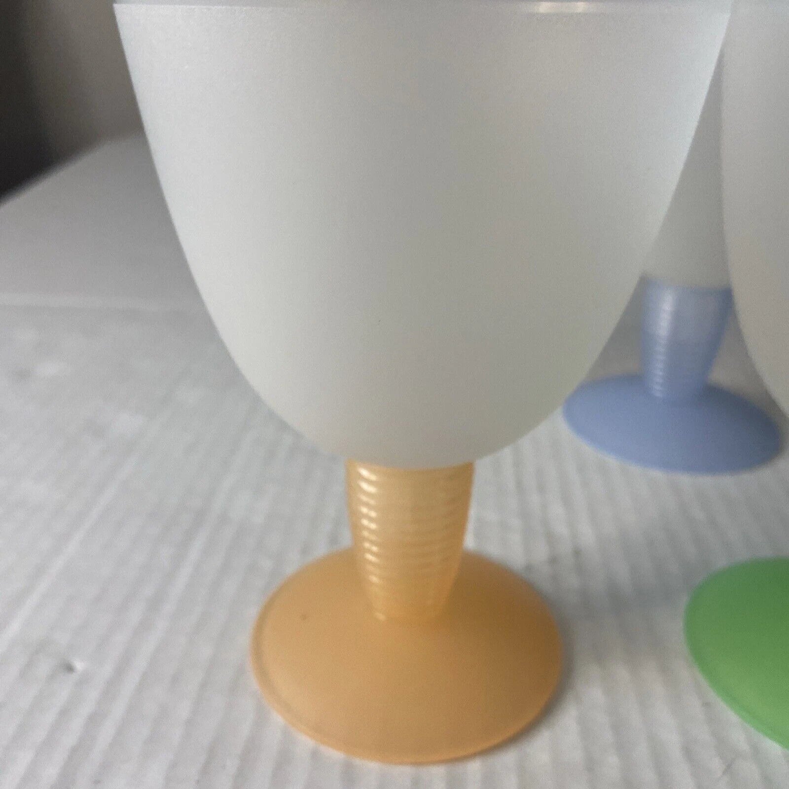 Tupperware 4 Pastel Impressions Large Wine Glasses Dessert Cups 4094B Vintage | eBay