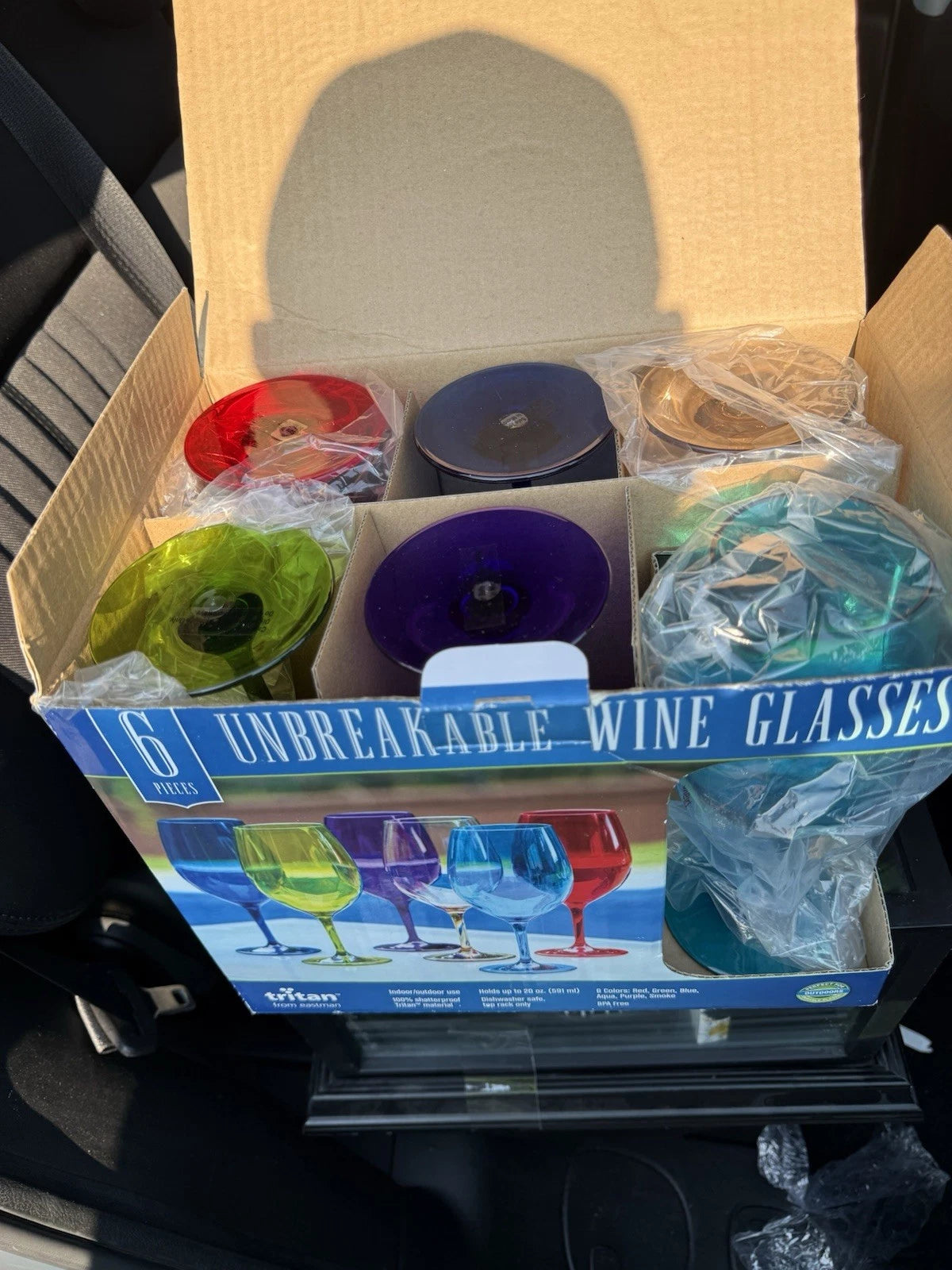 Tritan™ 6 piece Shatterproof BPA-free 20 oz Wine/Water Goblets 6 color pk SHE 4 | eBay