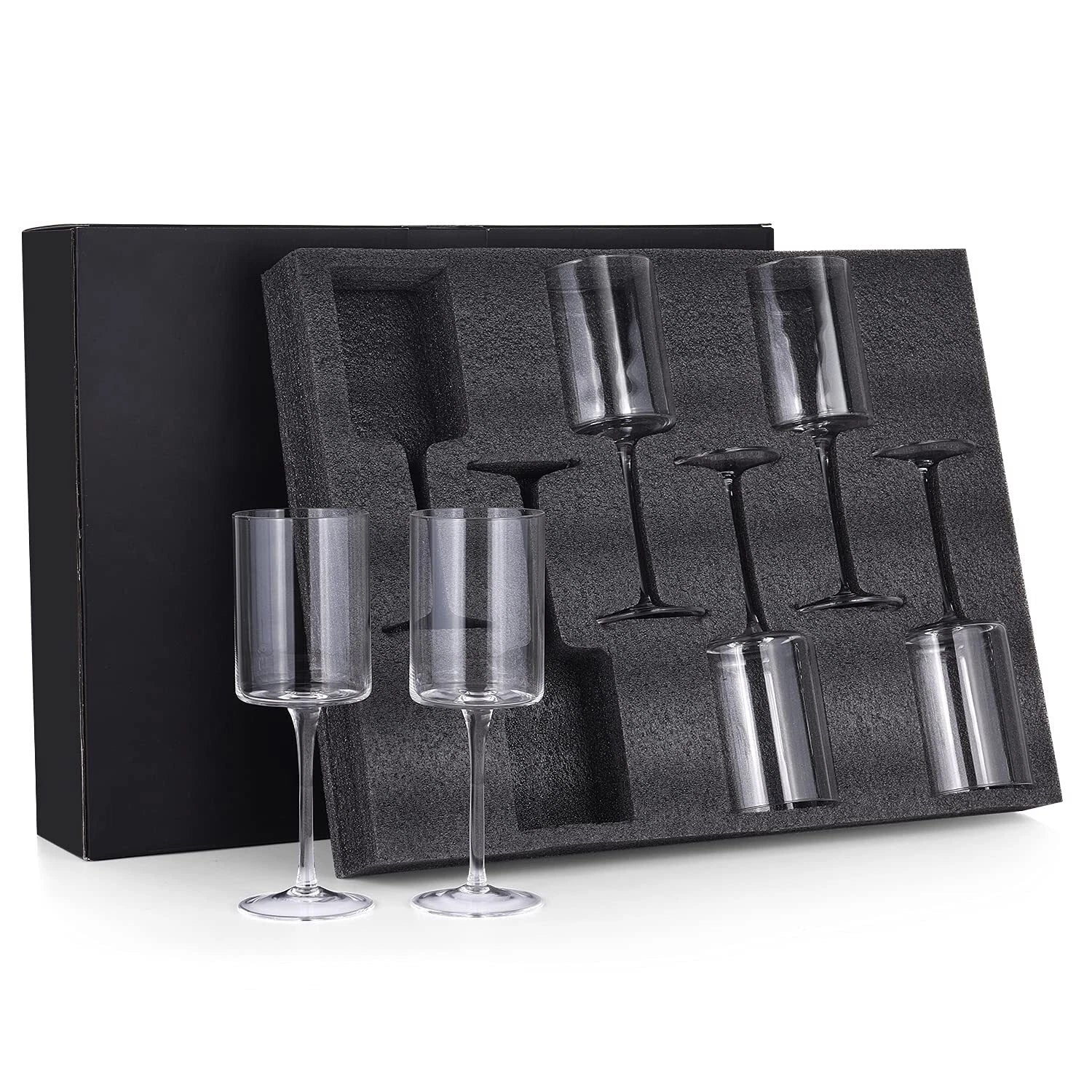 Square Wine Glasses Set of 6, Hand Blown Crystal Red Wine or White Wine Glass... | eBay