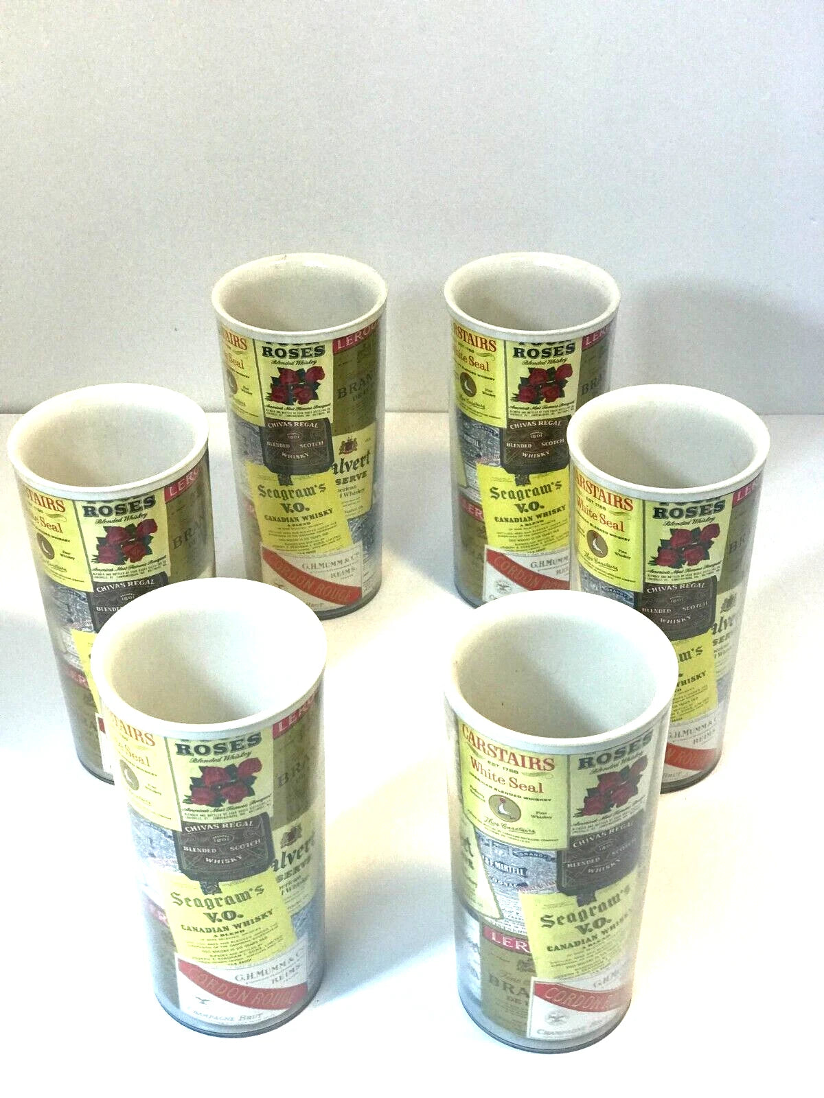 Plastic Drinking Tumblers Whiskey Vodka 70's VTG Novelty Bar Brand Labels Design | eBay