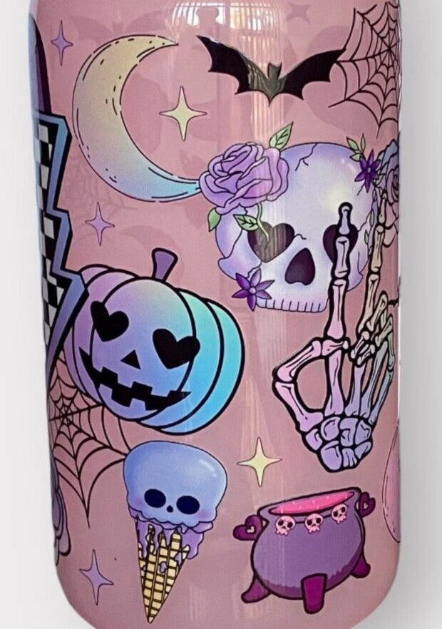 Pink/Purple Halloween 16oz Opaque Jelly Acrylic Can Tumbler w/ Plastic Lid Straw | eBay