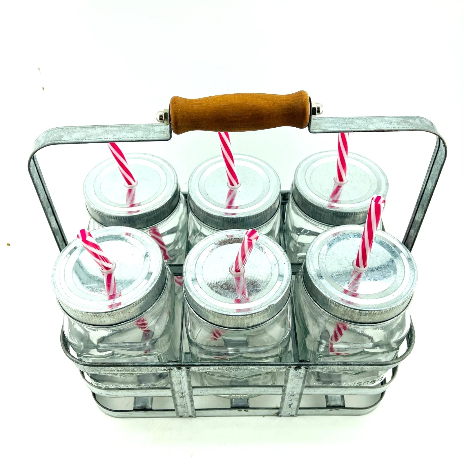 6 Ball Mason Pint Jars 1924 Better Homes & Gardens Lids Straws Galvanized Caddy | eBay