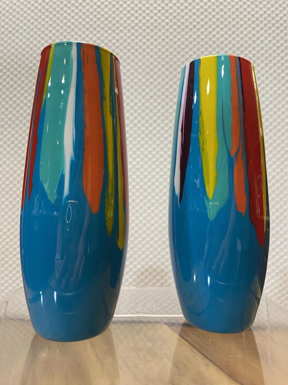 Handpainted Wine Glasses Stemless Resin Party Gift Narrow 6" Blue | eBay