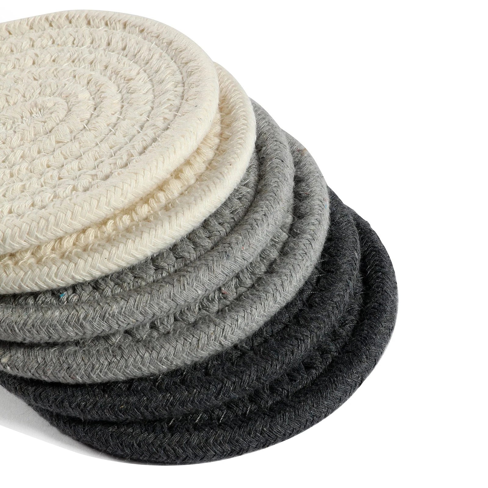 Set of 6 Gray Woven Coasters for Wooden Table 4.3"Cup for Drinks Absorbent Cute | eBay