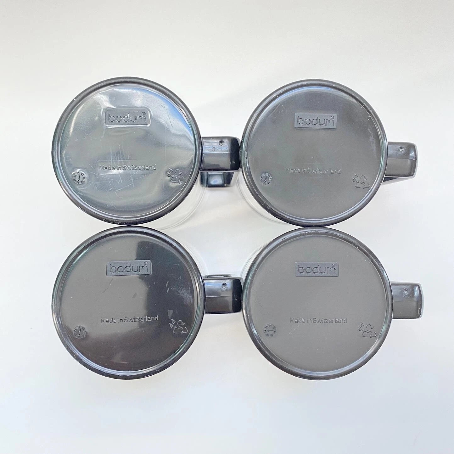 Vintage Bodum Bistro Mugs - Set of 4 Glass Beaker w Black Plastic Handles | eBay