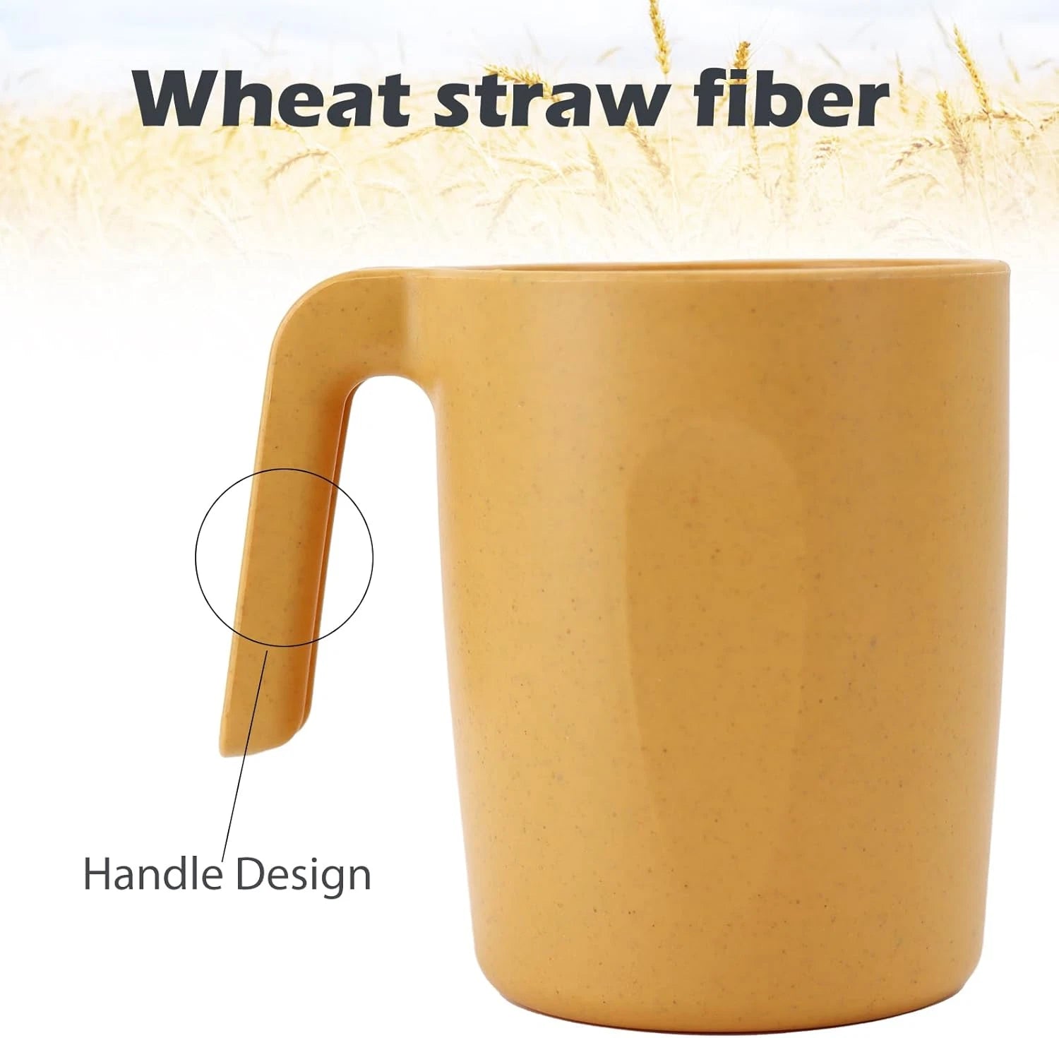 Wheat Straw Cups-Mug Set of 6,Unbreakable Kids Mugs,Reusable Plastic Cup with Ha | eBay