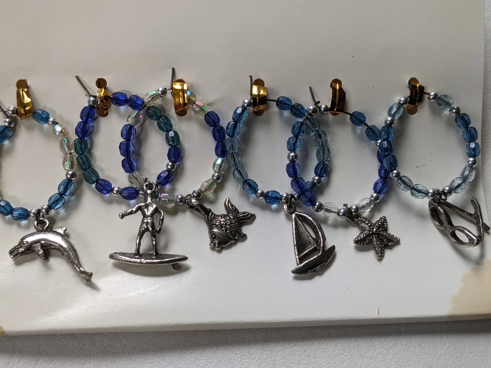 Seascape Dolphin Wine Glass Charms Drink Markers Ocean Beach New Set Of 6 | eBay