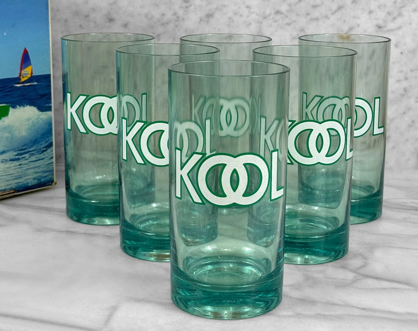 Vintage Kool Cigarettes Menthol Green Serving Tumler Glasses w/ Box - Set of 6 | eBay