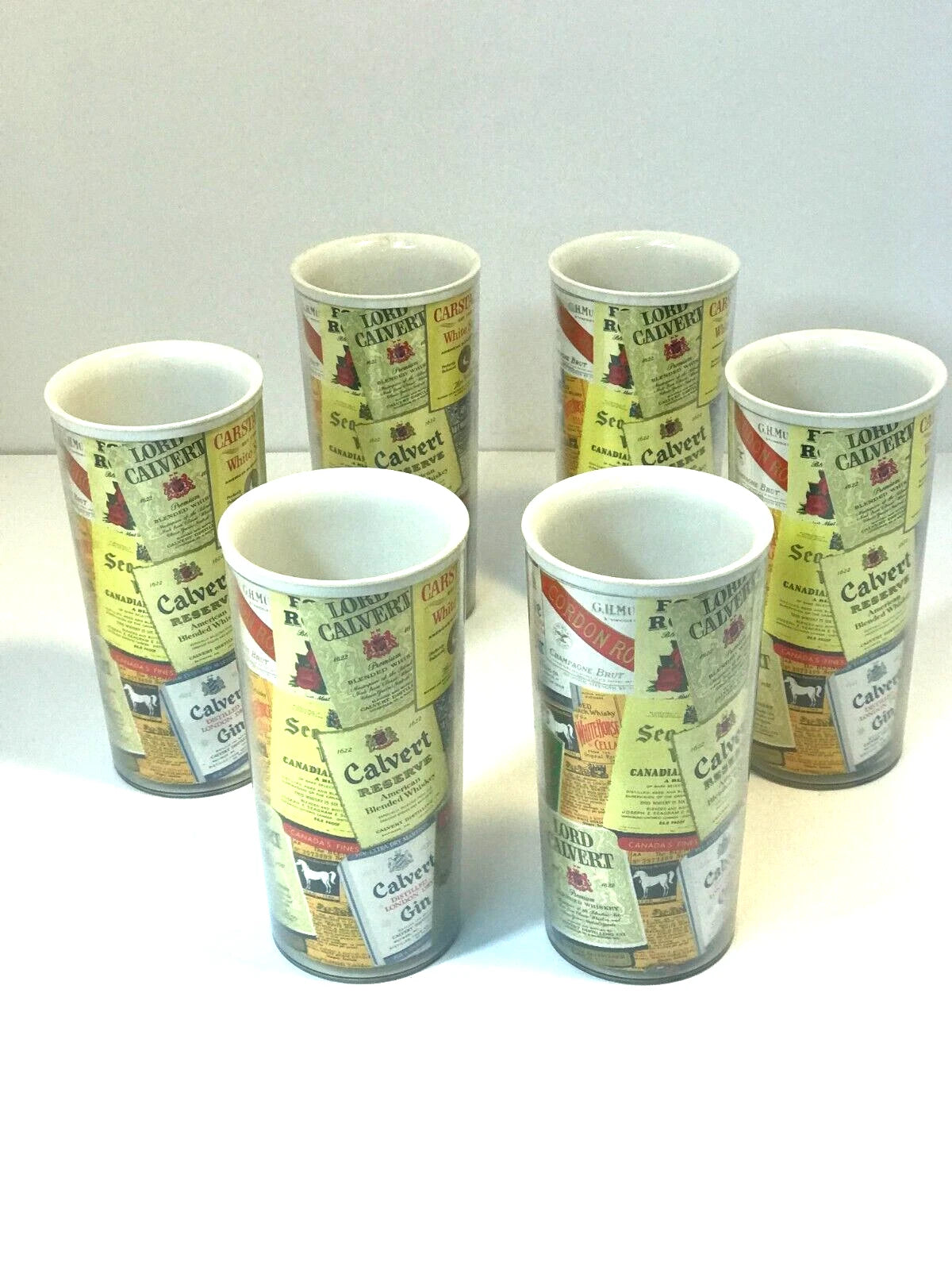 Plastic Drinking Tumblers Whiskey Vodka 70's VTG Novelty Bar Brand Labels Design | eBay