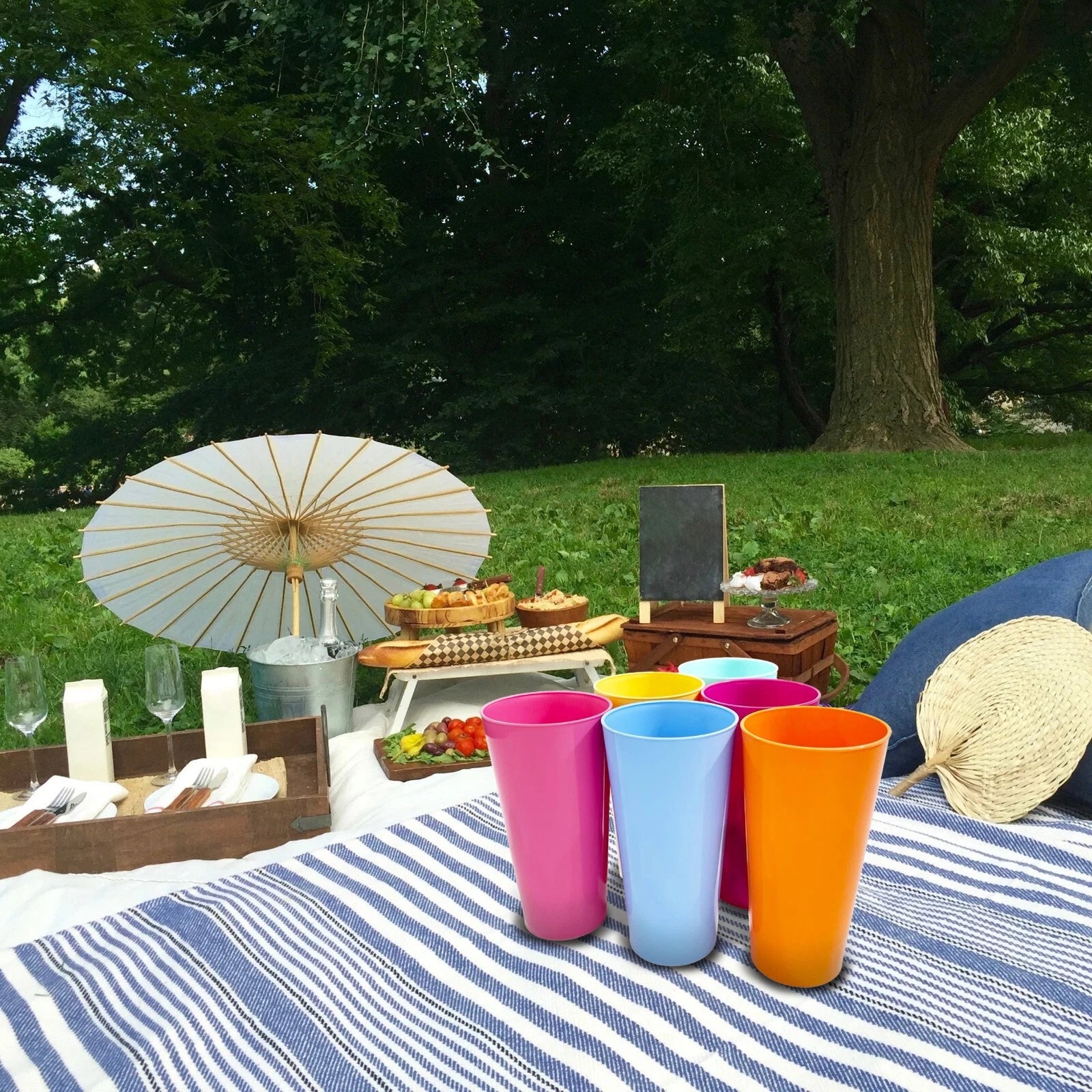 Pack of 6 Colour Pint Cups Reusable Plastic - 1 pint 568ml Dishwasher Safe | eBay