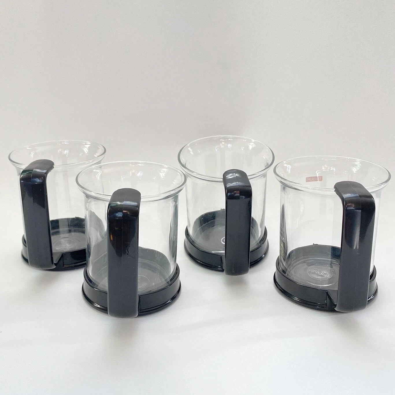 Vintage Bodum Bistro Mugs - Set of 4 Glass Beaker w Black Plastic Handles | eBay