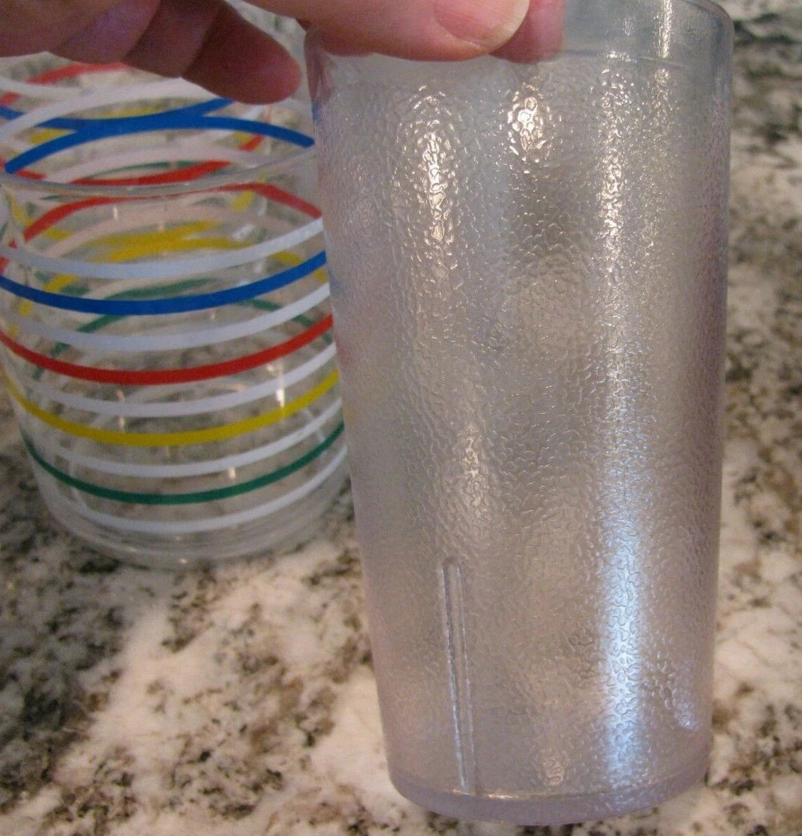Vintage 6 Plastic Glasses-2 Carlisle Clear 12 oz, 4 HJ Stotter Tumblers w/stripp | eBay