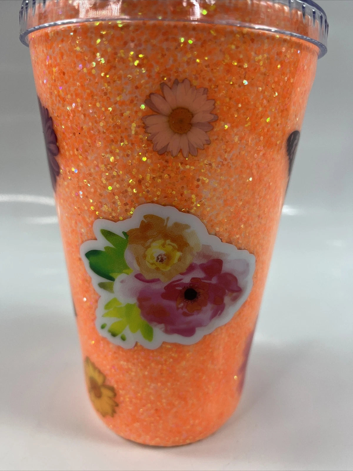 Handcrafted 16oz Acrylic Snow Globe Tumbler Neon Orange | eBay