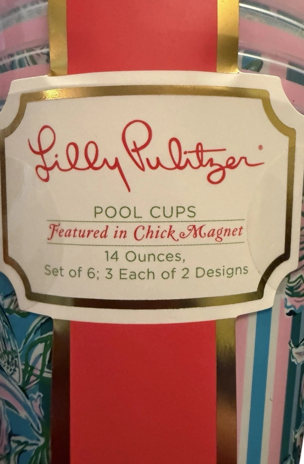 Lilly Pulitzer Pool Cups Set Of 6 Chic Magnet Print New 14 Oz | eBay