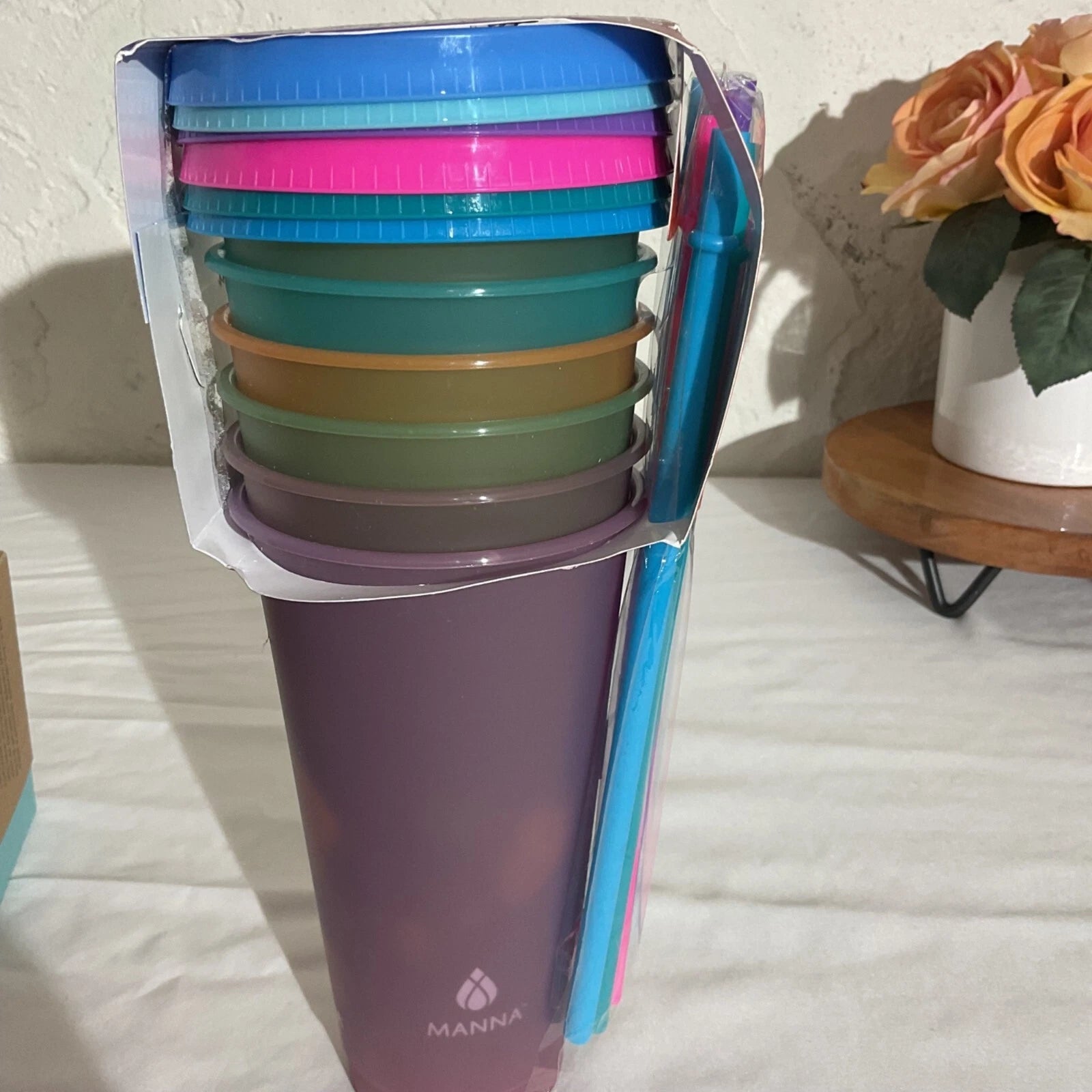 Manna 6-Pack 24oz Color-Changing Reusable Tumblers & Straws Set Eco-Friendly BPA | eBay