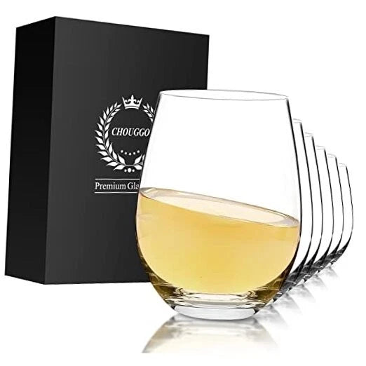 Stemless Wine Glasses Set of 6, Hand Blown Premium Crystal Red Wine or White | eBay
