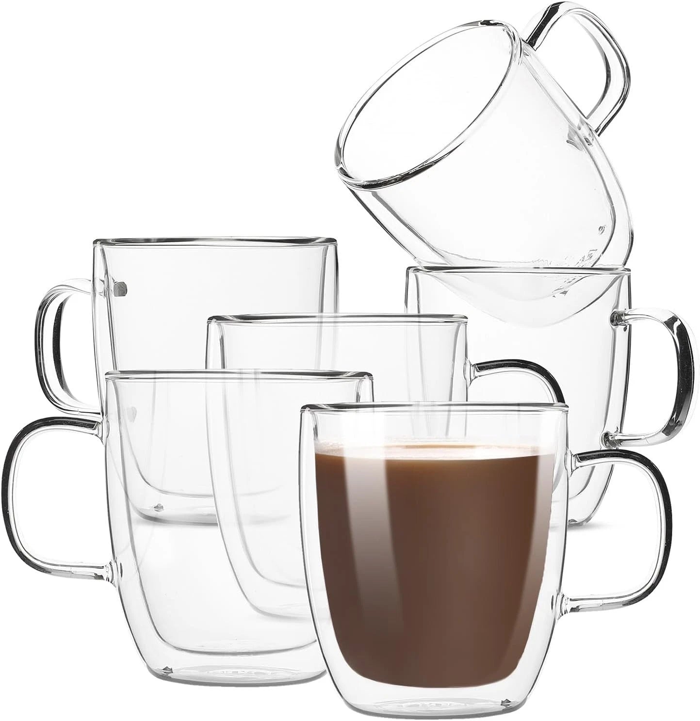 Ergonomic Double Wall Coffee Mugs - 12 oz Insulated Glass Set for Entertaining | eBay