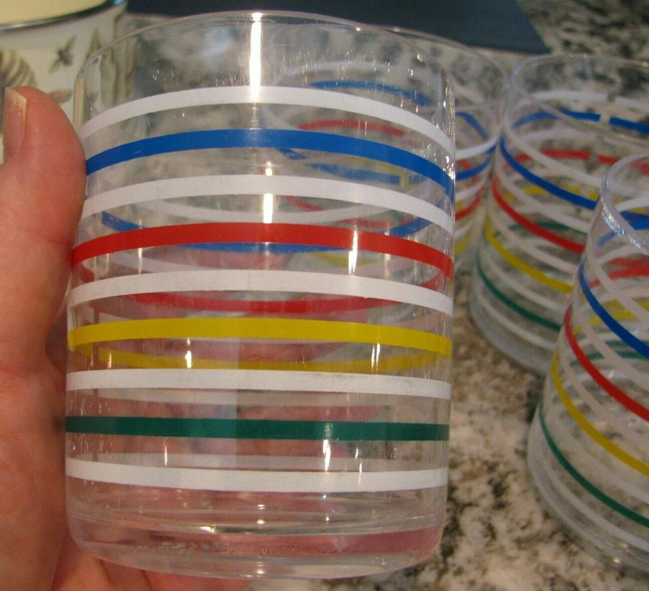 Vintage 6 Plastic Glasses-2 Carlisle Clear 12 oz, 4 HJ Stotter Tumblers w/stripp | eBay