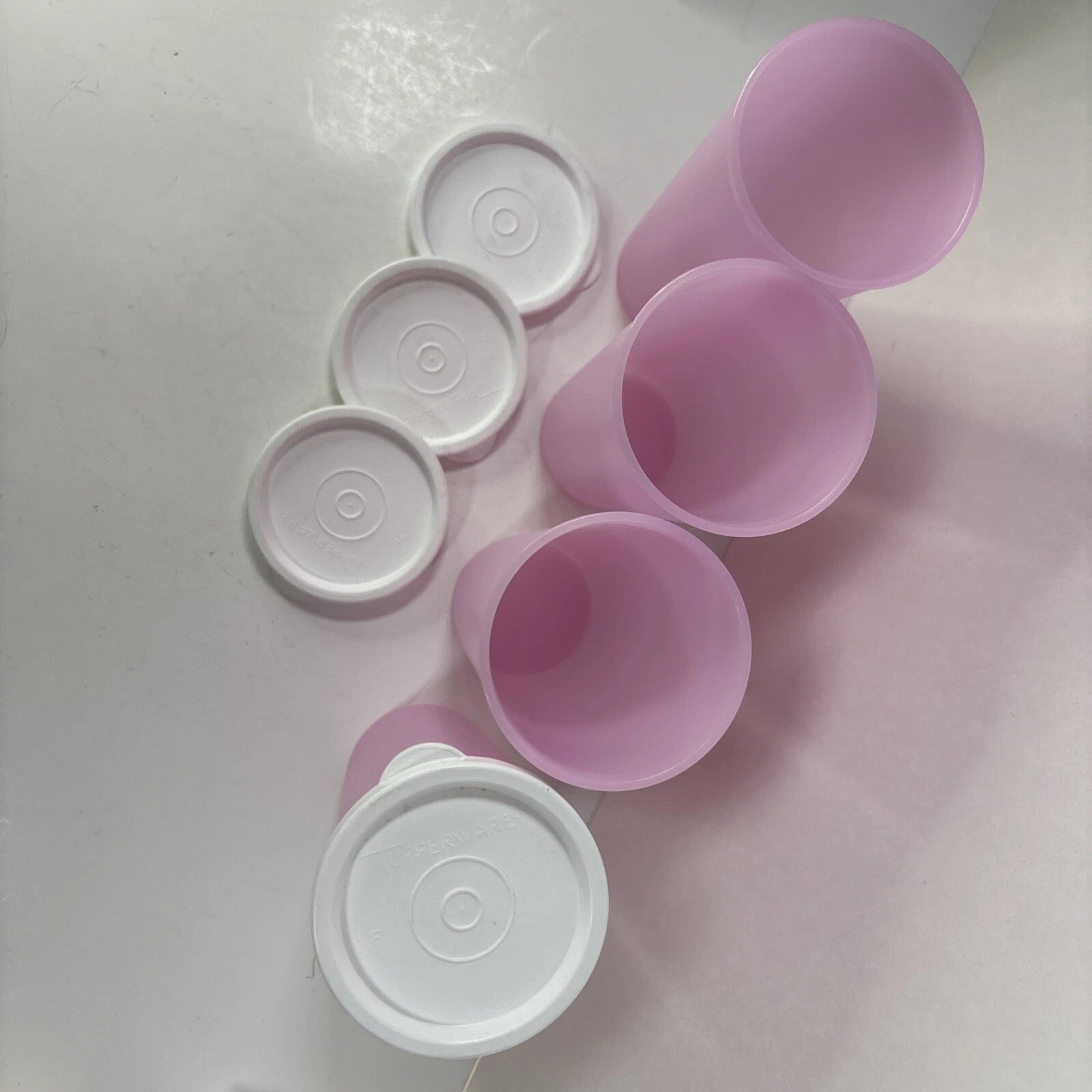 Tupperware Pastel Pink Tumblers Glasses Cups 12 oz Set of 4 with Lids | eBay