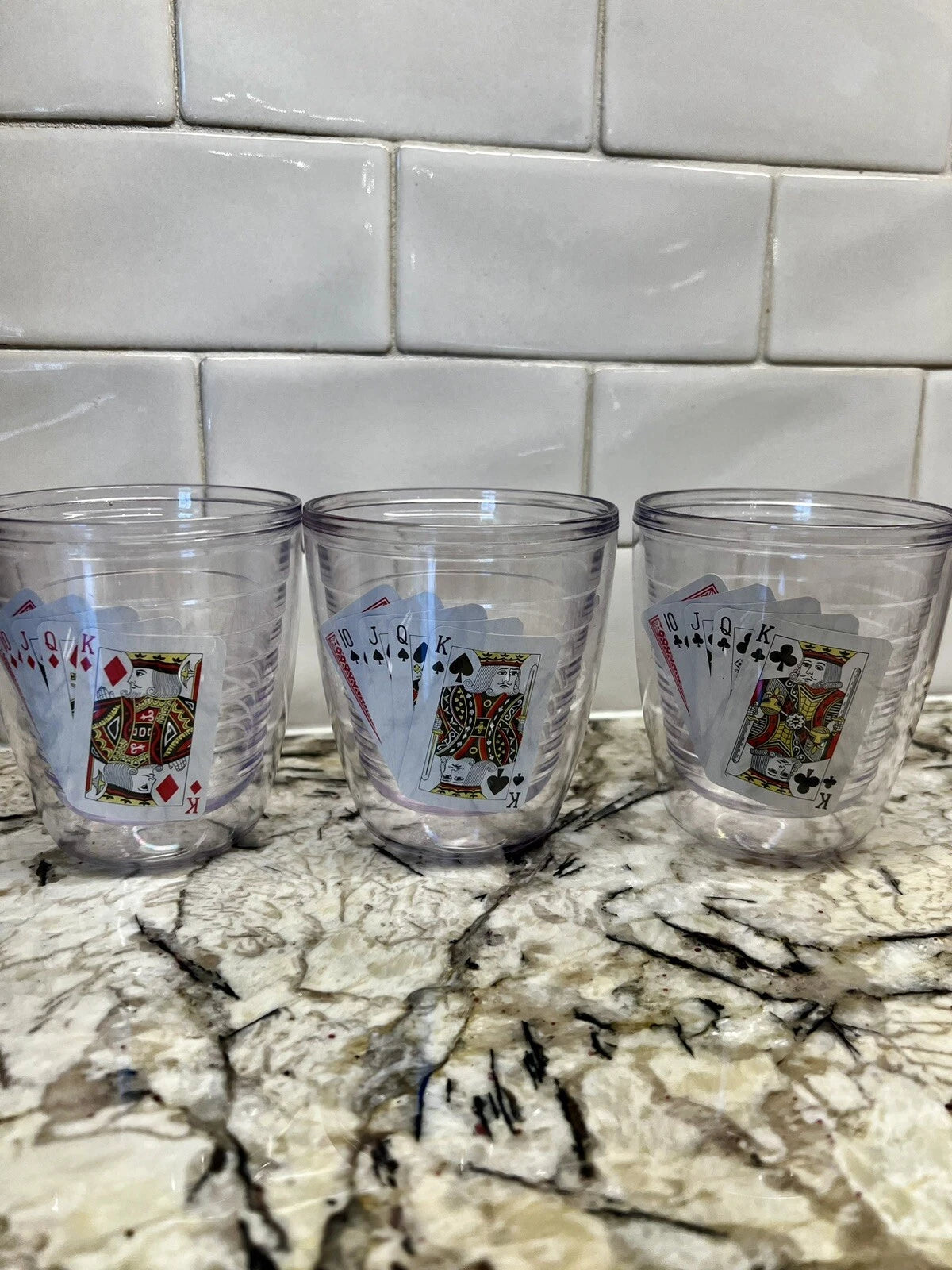 6 VTG NEW Insulated Clear Acrylic Bar Tumblers Interpur Poker Cards Hong Kong | eBay