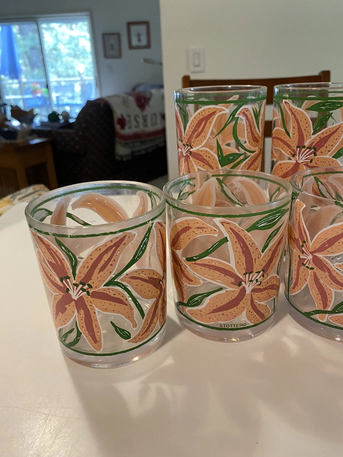 Vintage MRB Pink Tiger Lily Acrylic Tumbler Set of 6 Cups HJ Stotter NY USA | eBay