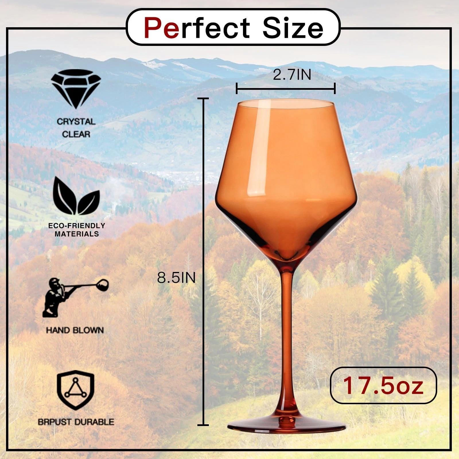 Colored Wine Glasses Set Of 6-17.5oz Hand Blown Crystal Colorful Wine Glasses... | eBay