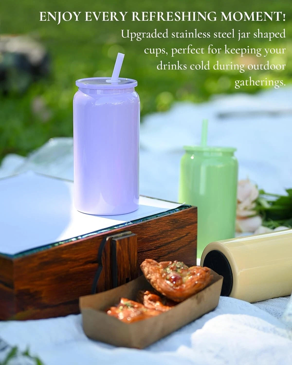 Customizable 6 Pack 16oz Stainless Steel Cups with Lids & Straws - Perfect fo... | eBay