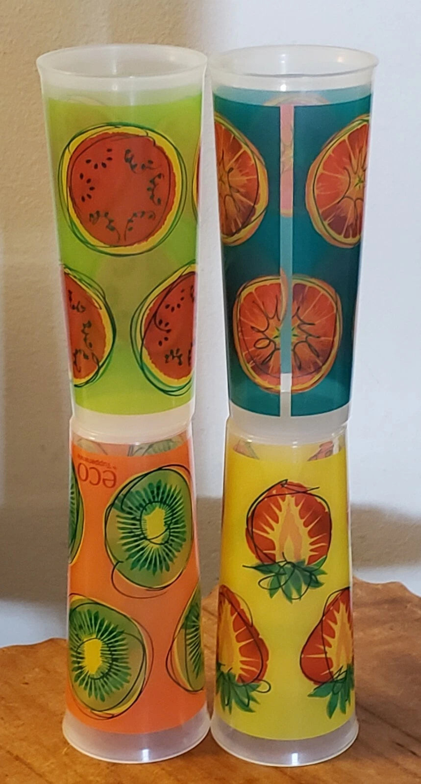 Vintage Tupperware Fruit 16 oz Tumbler Glasses Kiwi Strawberry Watermelon Orange | eBay