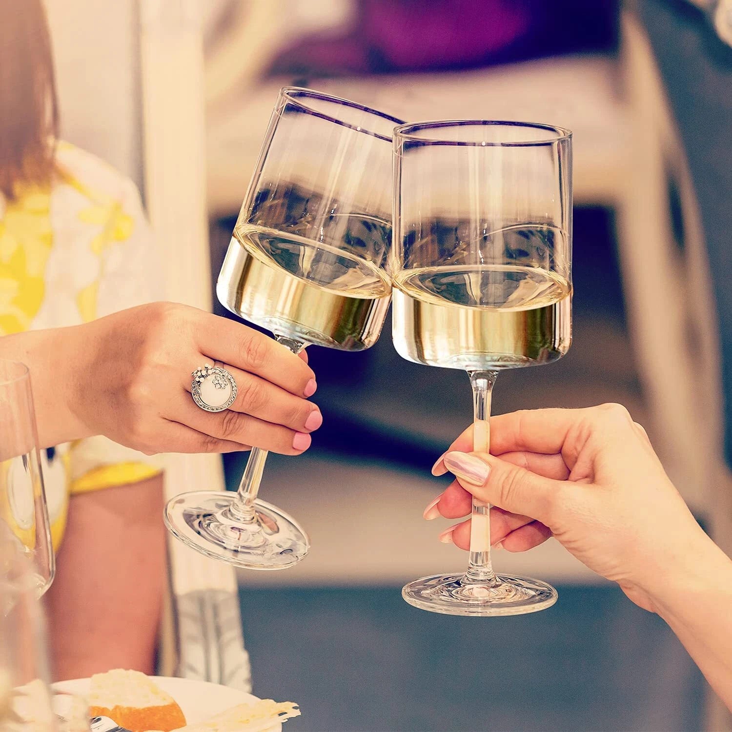 Square Wine Glasses Set of 6, Hand Blown Crystal Red Wine or White Wine Glass... | eBay