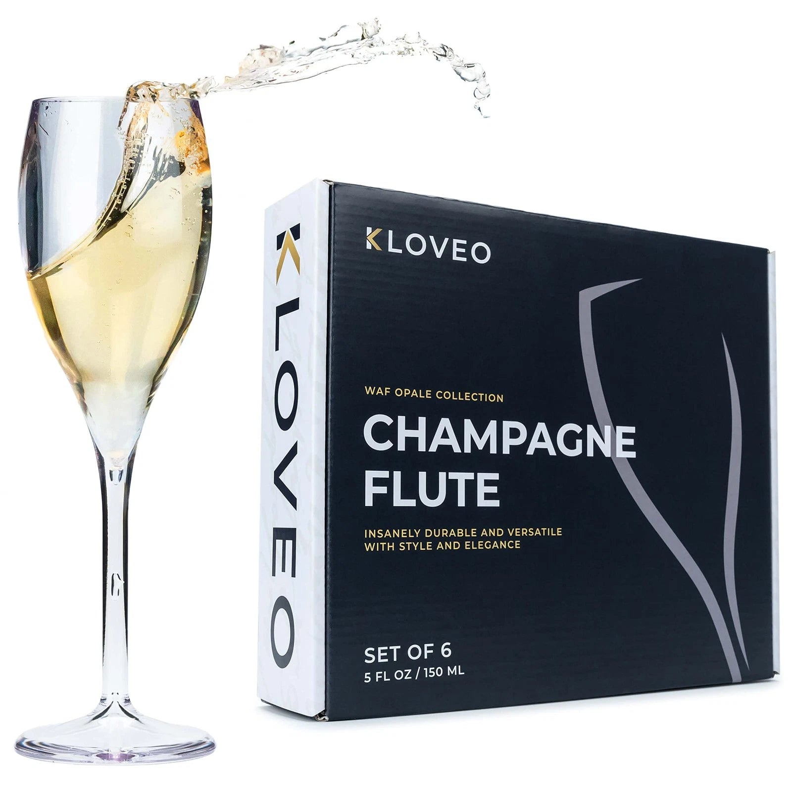 KLOVEO Clear Plastic Champagne Flutes, 5 oz - Set of 6, Reusable, Made in Italy | eBay